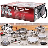 28pc 12-Element High-Quality, Heavy-Gauge Stainless Steel Cookware Set