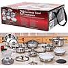 28pc 12-Element High-Quality, Heavy-Gauge Stainless Steel Cookware Set