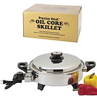 Precise Heat 1300 Watts 3.5qt T304 Stainless Steel Oil Core Skillet